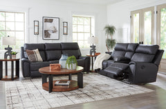 Montacute Black Reclining Sofa w/Drop Down Table - Ornate Home