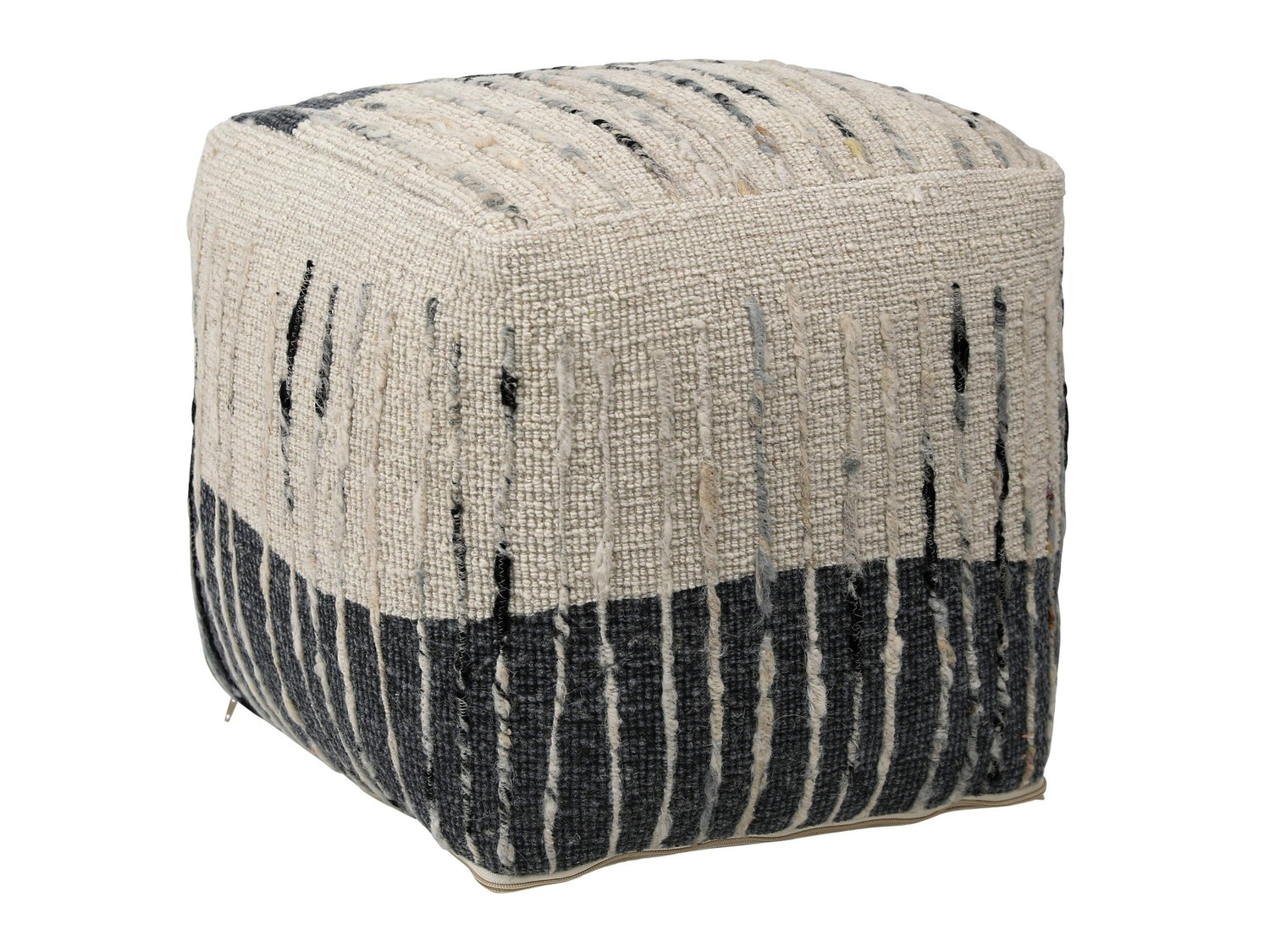 Montague Ivory/Grey Pouf - Ornate Home