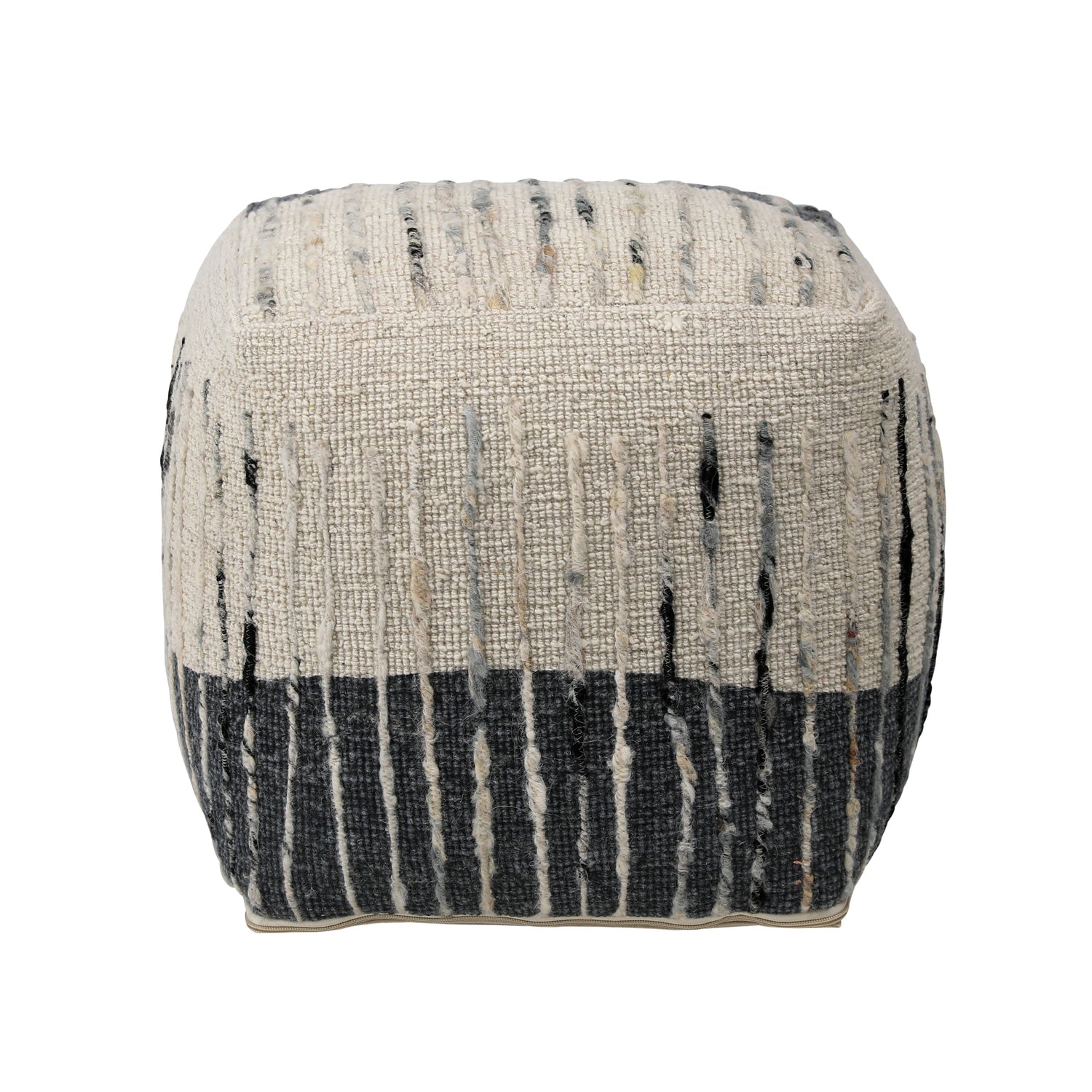 Montague Ivory/Grey Pouf - Ornate Home