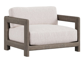 Montaigne Weathered Teak/Cream Outdoor Chair 1/2 - Ornate Home