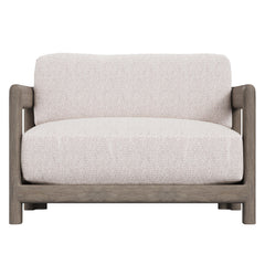Montaigne Weathered Teak/Cream Outdoor Chair 1/2 - Ornate Home