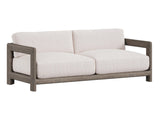 Montaigne Weathered Teak/White/Cream Outdoor Sofa - Ornate Home