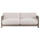 Montaigne Weathered Teak/White/Cream Outdoor Sofa - Ornate Home