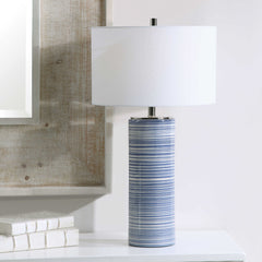 Montauk Blue/White Striped Table Lamp - Ornate Home