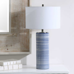 Montauk Blue/White Striped Table Lamp - Ornate Home