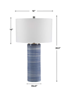 Montauk Blue/White Striped Table Lamp - Ornate Home