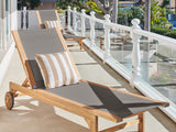 Montauk Teak Taupe Outdoor Reclining Sunlounger with Rear Wheels - Ornate Home