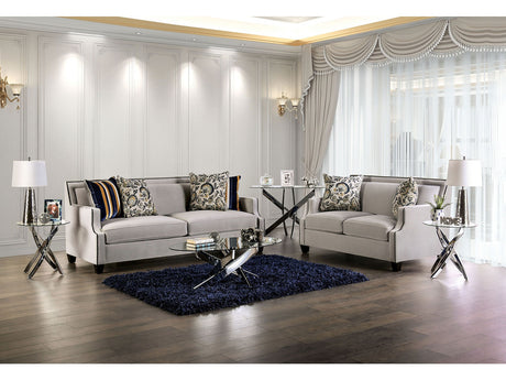 Montecelio Light Gray/Navy Sofa & Loveseat - Ornate Home
