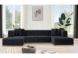 Montecito Black Velvet Double Chaise "U" Shape Sectional Sofa - Ornate Home
