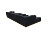 Montecito Black Velvet Double Chaise "U" Shape Sectional Sofa - Ornate Home