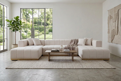 Montecito Ivory Velvet Double Chaise "U" Shape Sectional Sofa - Ornate Home