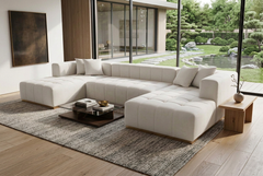 Montecito Ivory Velvet Double Chaise "U" Shape Sectional Sofa - Ornate Home