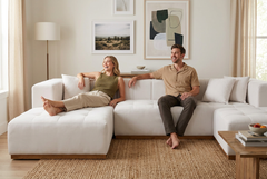 Montecito Ivory Velvet Double Chaise "U" Shape Sectional Sofa - Ornate Home