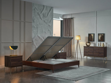 Montego Walnut King Storage Bed - Ornate Home