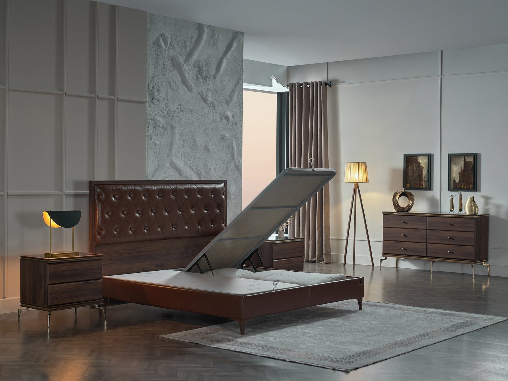 Montego Walnut King Storage Bed - Ornate Home