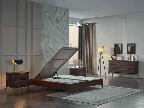 Montego Walnut King Storage Bed - Ornate Home