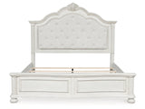 Montelaine Antique White California King Upholstered Panel Bed (Online Special Price) - Ornate Home