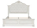 Montelaine Antique White California King Upholstered Panel Bed - Ornate Home