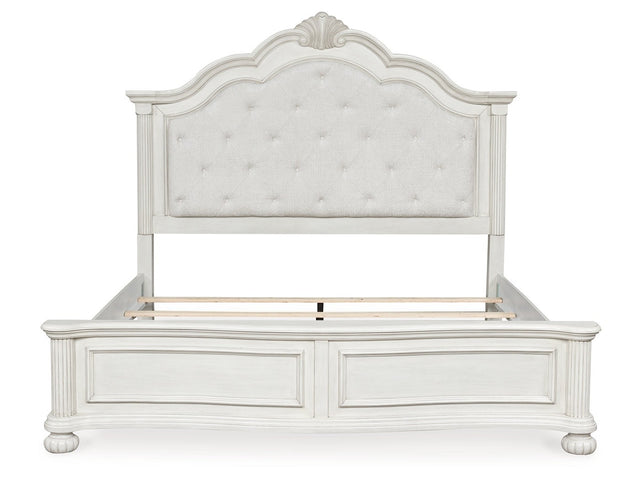 Montelaine Antique White California King Upholstered Panel Bed - Ornate Home