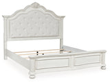 Montelaine Antique White California King Upholstered Panel Bed - Ornate Home