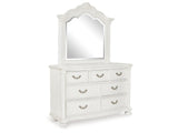 Montelaine Antique White Dresser and Mirror - Ornate Home