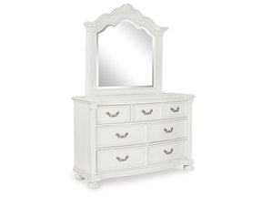Montelaine Antique White Dresser and Mirror - Ornate Home
