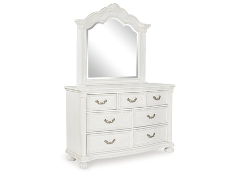 Montelaine Antique White Dresser and Mirror - Ornate Home