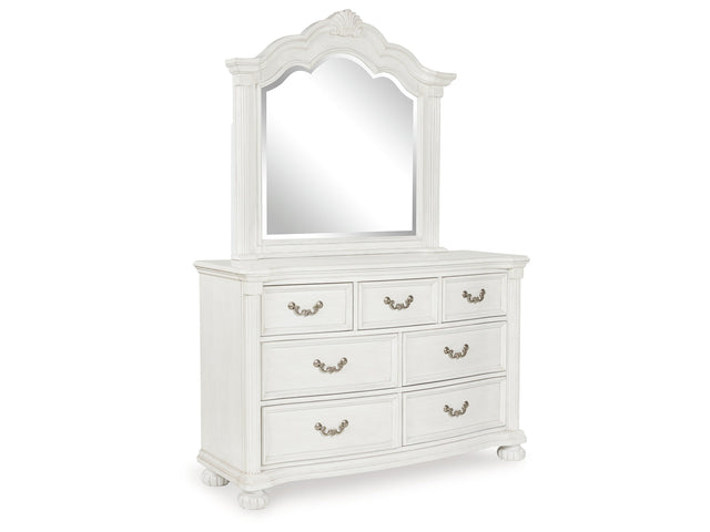 Montelaine Antique White Dresser and Mirror - Ornate Home