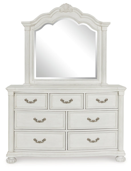 Montelaine Antique White Dresser and Mirror - Ornate Home