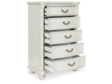 Montelaine Antique White Five Drawer Chest (Online Special Price) - Ornate Home