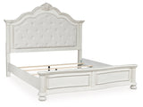 Montelaine Antique White King Upholstered Panel Bed (Online Special Price) - Ornate Home