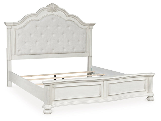 Montelaine Antique White King Upholstered Panel Bed (Online Special Price) - Ornate Home