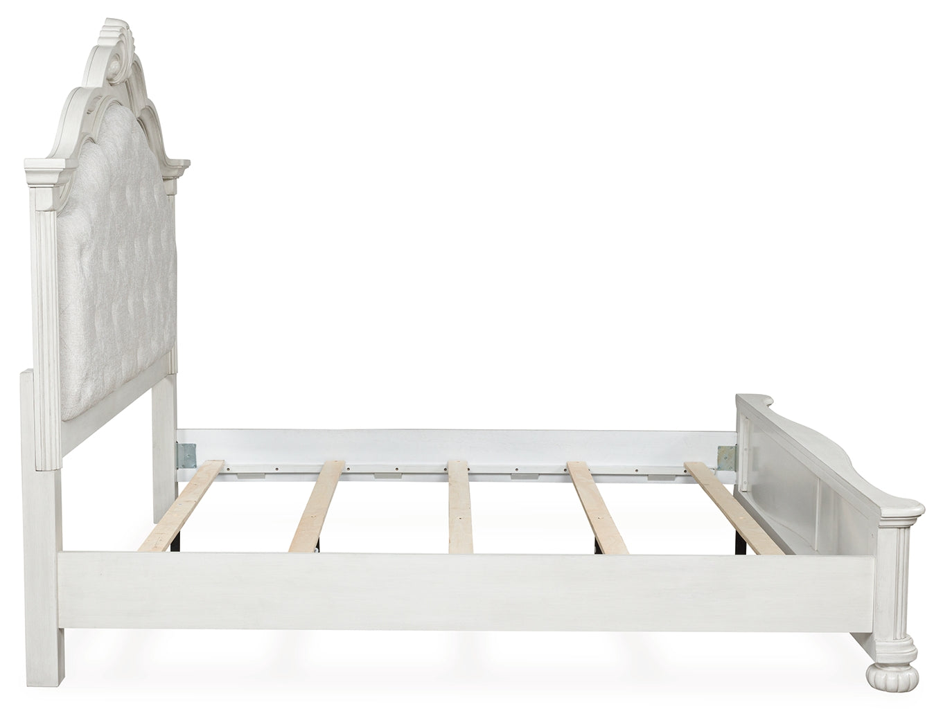 Montelaine Antique White King Upholstered Panel Bed (Online Special Price) - Ornate Home