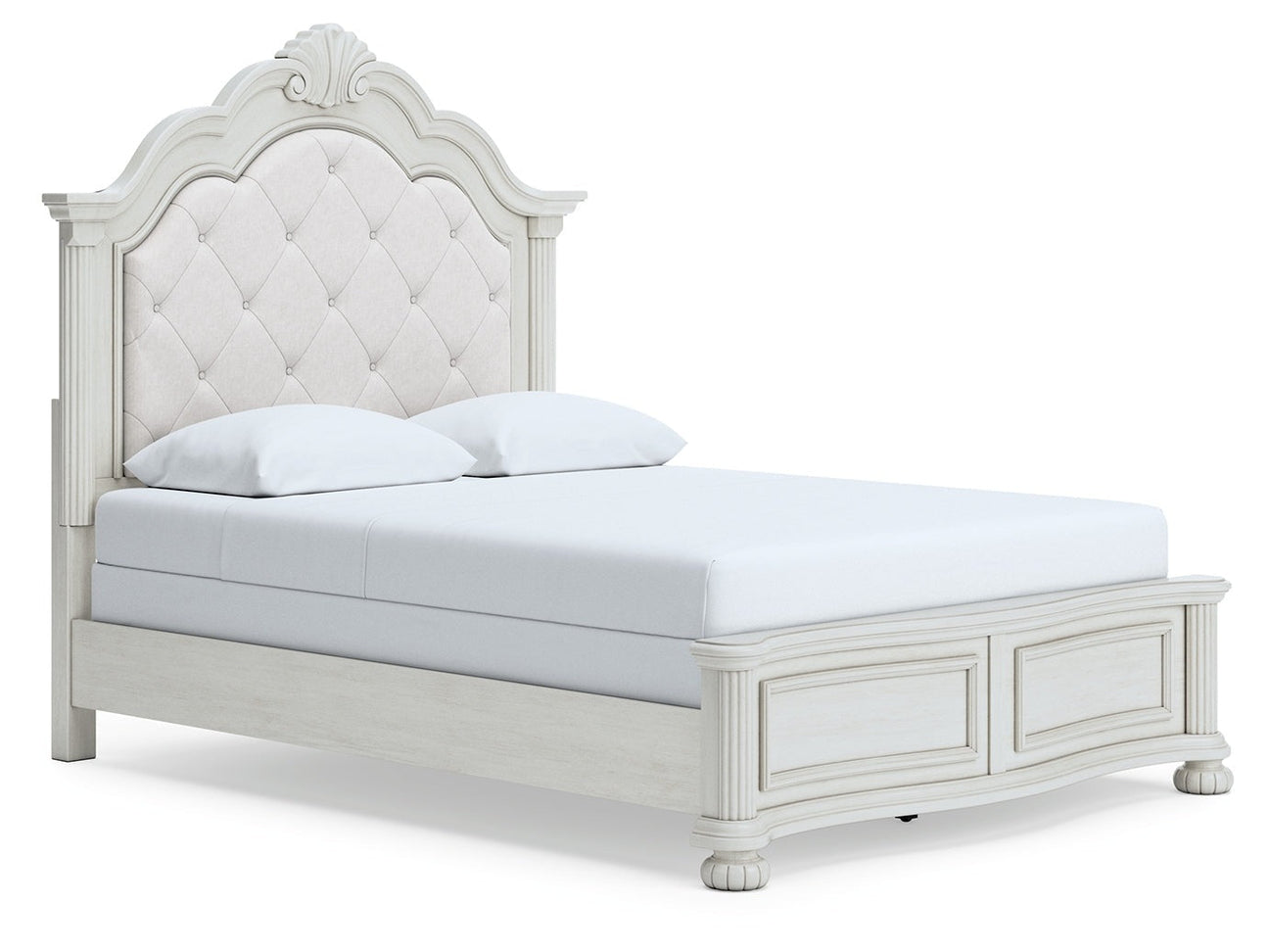 Montelaine Antique White Queen Upholstered Panel Bed (Online Special Price) - Ornate Home