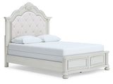 Montelaine Antique White Queen Upholstered Panel Bed (Online Special Price) - Ornate Home