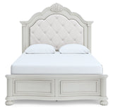 Montelaine Antique White Queen Upholstered Panel Bed (Online Special Price) - Ornate Home