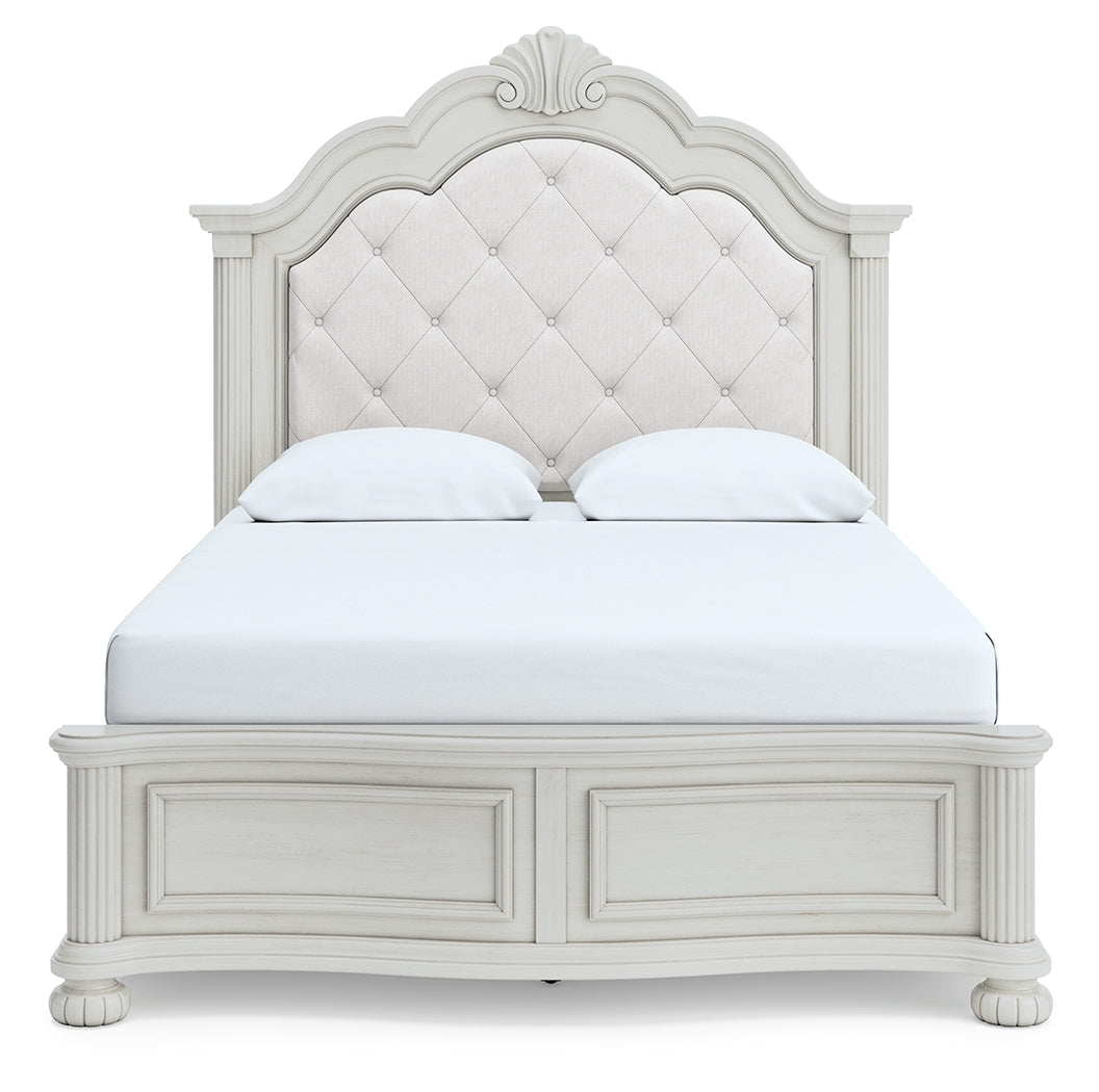 Montelaine Antique White Queen Upholstered Panel Bed (Online Special Price) - Ornate Home