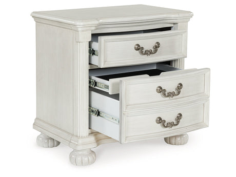 Montelaine Antique White Three Drawer Nightstand - Ornate Home