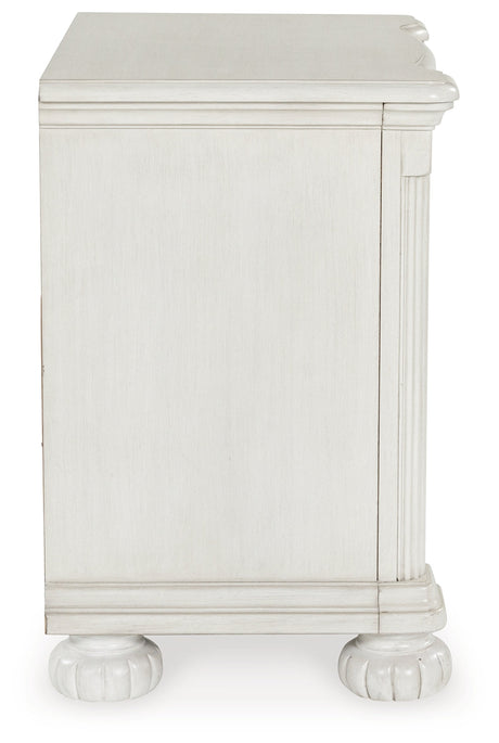 Montelaine Antique White Three Drawer Nightstand - Ornate Home