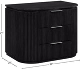 Monterey Black/Silver Wood And Oak Veneer Nightstand - Ornate Home