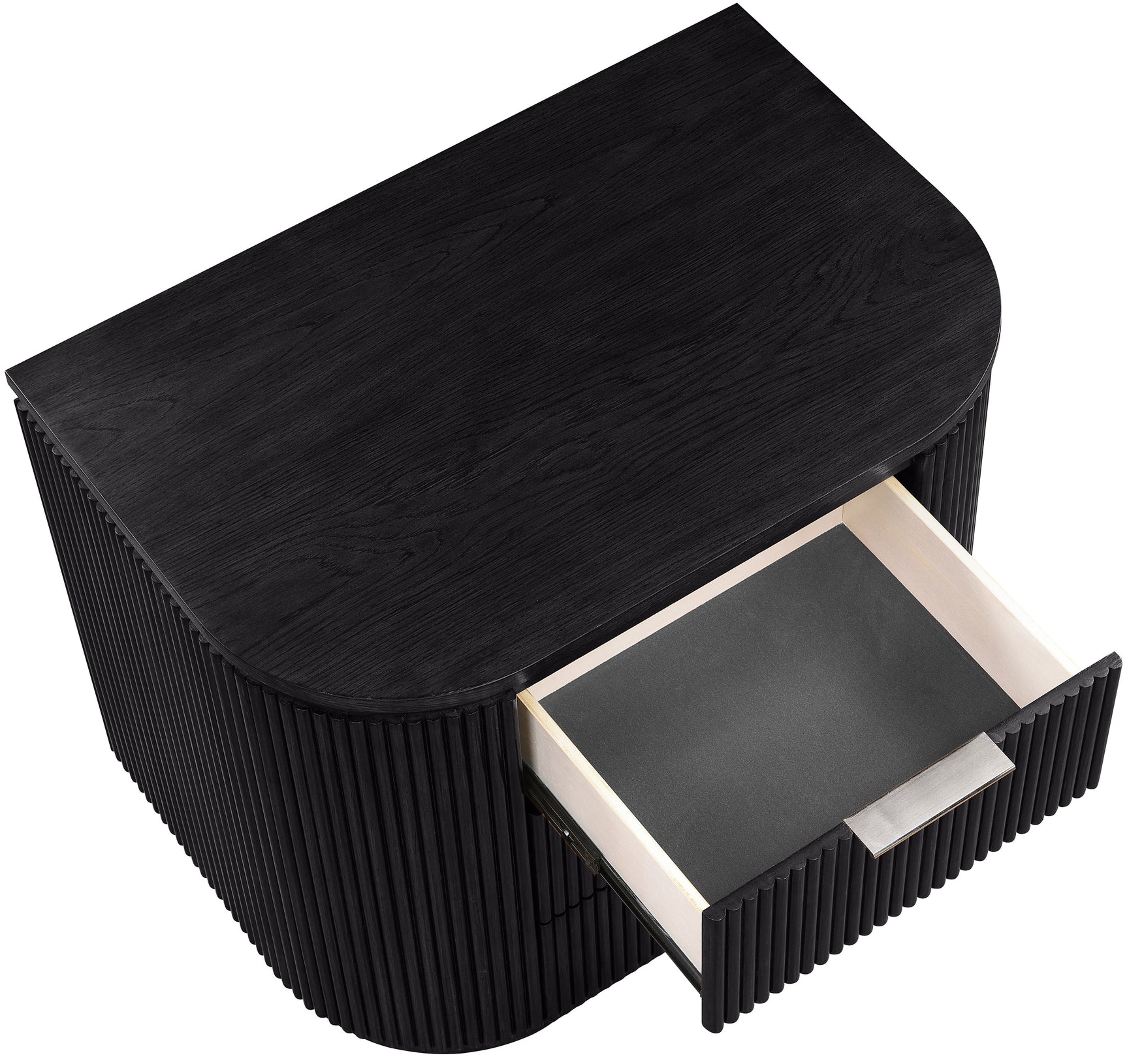Monterey Black/Silver Wood And Oak Veneer Nightstand - Ornate Home