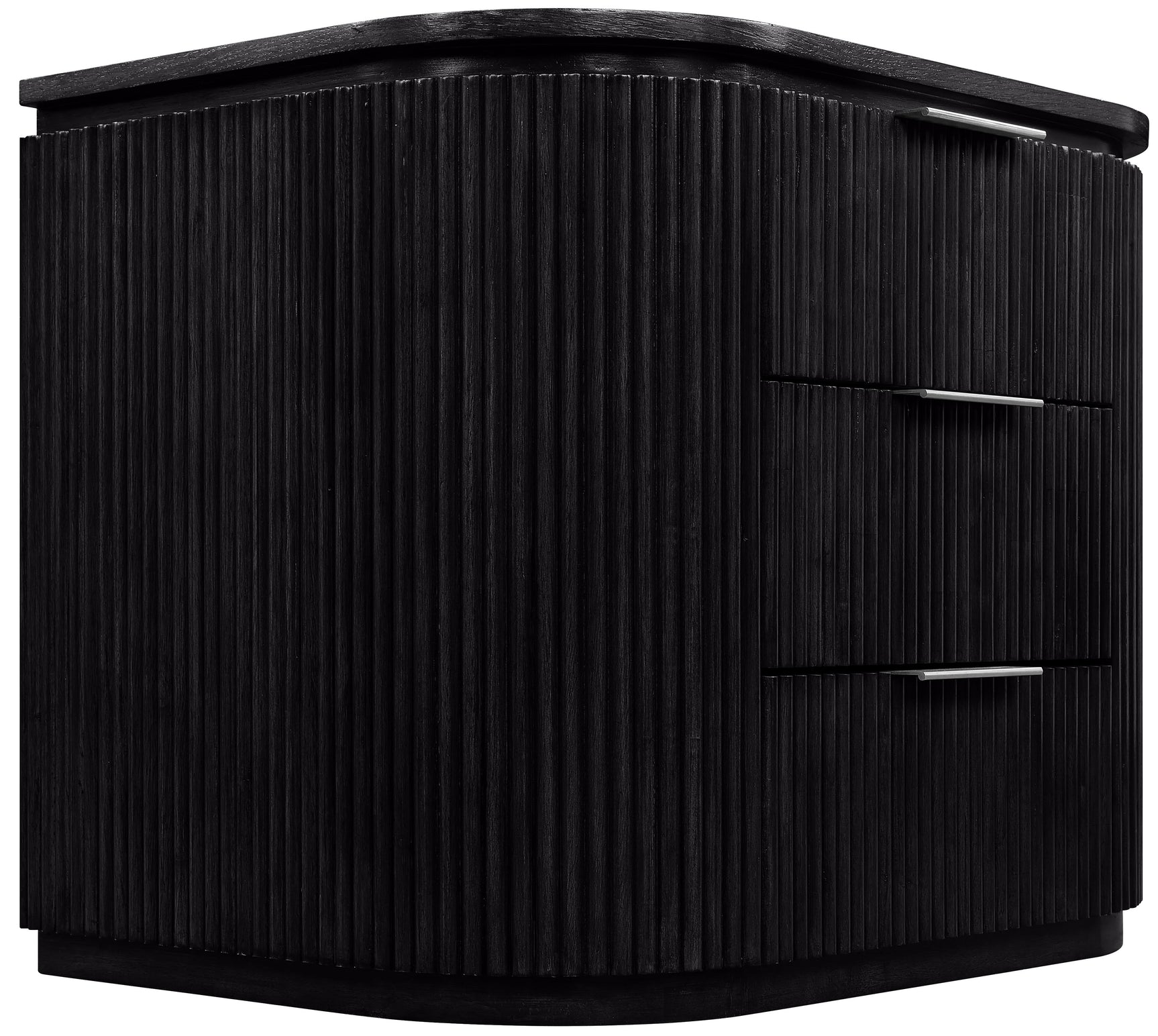 Monterey Black/Silver Wood And Oak Veneer Nightstand - Ornate Home
