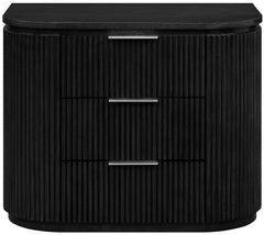 Monterey Black/Silver Wood And Oak Veneer Nightstand - Ornate Home