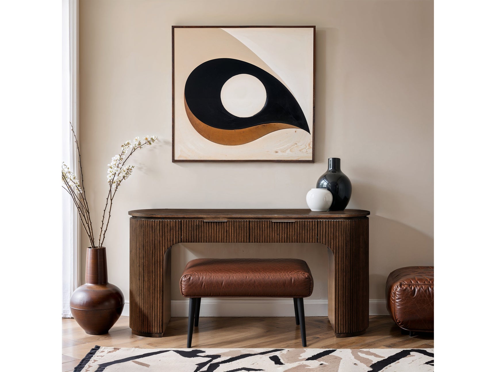 Monterey Brown/Silver Wood And Oak Veneer Desk - Ornate Home