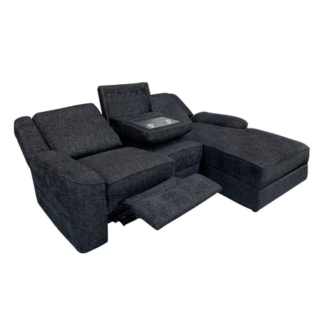 Monterey Ebony 2-Piece Reclining Sectional with Right Chaise - Ornate Home