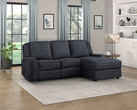 Monterey Ebony 2-Piece Reclining Sectional with Right Chaise - Ornate Home