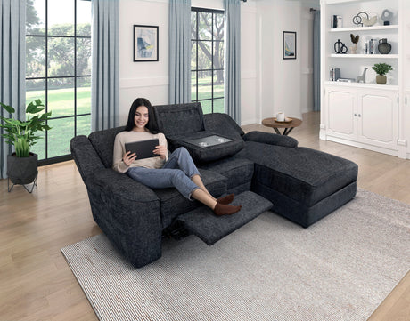 Monterey Ebony 2-Piece Reclining Sectional with Right Chaise - Ornate Home