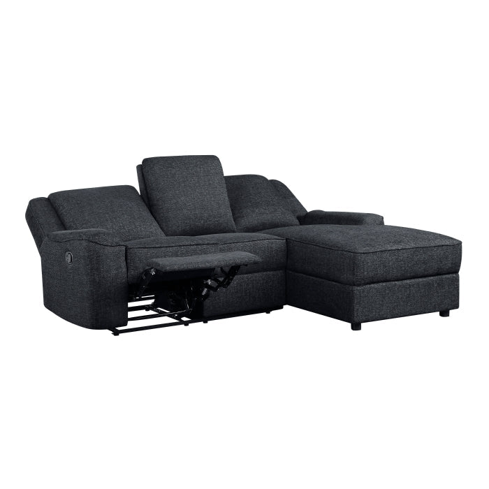 Monterey Ebony 2-Piece Reclining Sectional with Right Chaise - Ornate Home