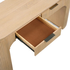 Monterey Natural/Oak/Silver Wood And Oak Veneer Desk - Ornate Home