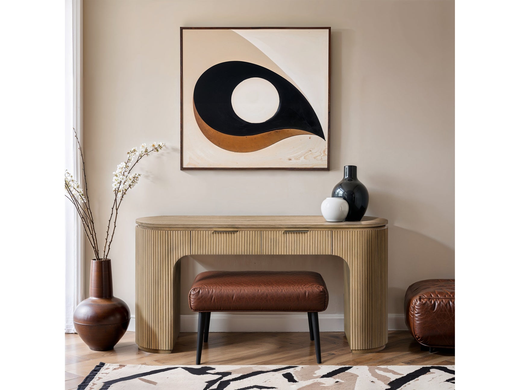 Monterey Natural/Oak/Silver Wood And Oak Veneer Desk - Ornate Home